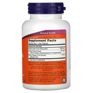 Extra Strength Alpha Lipoic Acid 600 мг 120 веге капсули | Now Foods
