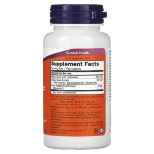 Extra Strength Alpha Lipoic Acid 600 мг 60 веге капсули | Now Foods