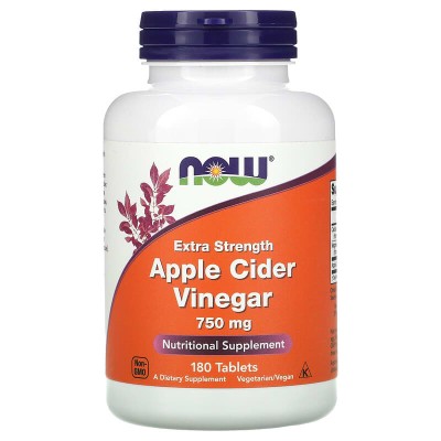Extra Strength Apple Cider Vinegar 750 мг 180 таблетки | Now Foods