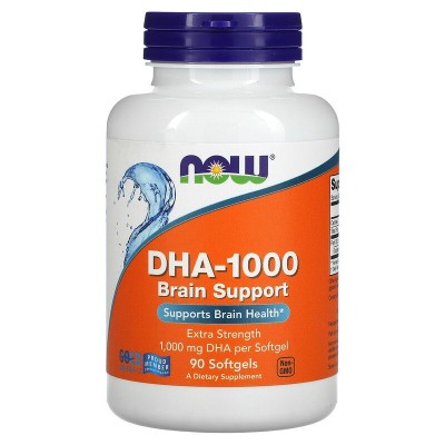 Extra Strength DHA-1000 Brain Support 1000 мг 90 гел-капсули | Now Foods Подобрява паметта и запомнянето Грижи се за здравето на мозъка Премахва депресията и тревожните мисли DHA-1000  Добавка за Мозъ Extra Strength DHA-1000 Brain Support 1000 мг 90 гел-к
