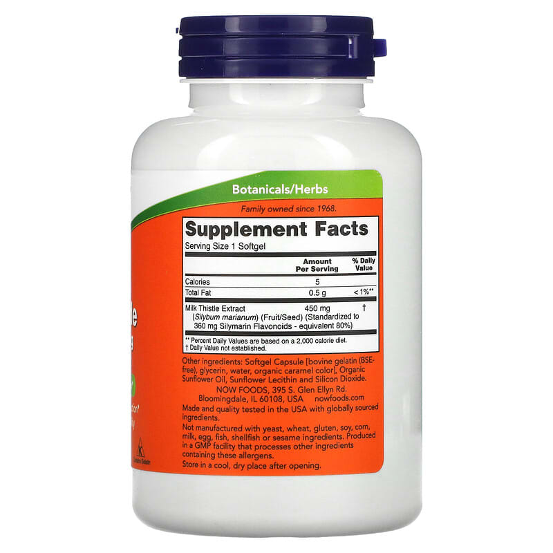 Extra Strength Milk Thistle Extract 450 мг 120 гел-капсули | Now Foods Extra Strength Milk Thistle Extract 450 мг 120 гел-капсули | Now Foods