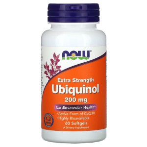 Extra Strength Ubiquinol 200 мг 60 гел-капсули | Now Foods