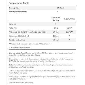 CoQ10 400 mg - 60 Гел капсули | Now Foods