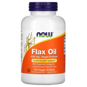 Flax Oil Vegan Formula 1000 мг 120 гел-капсули | Now Foods