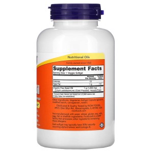 Flax Oil Vegan Formula 1000 мг 120 гел-капсули | Now Foods