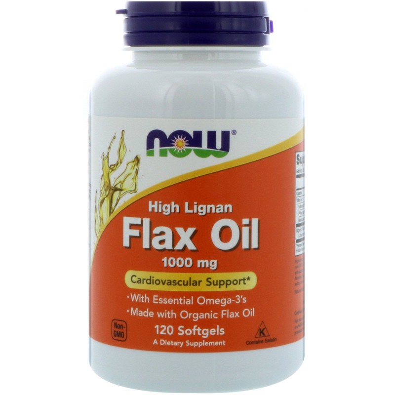 Ленено Масло (High Lignan Flax Seed Oil) 1000 мг 120 дражета  | Now Foods