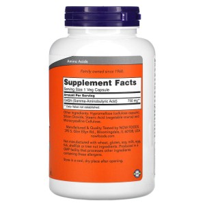 GABA 750 мг 200 веге капсули | Now Foods