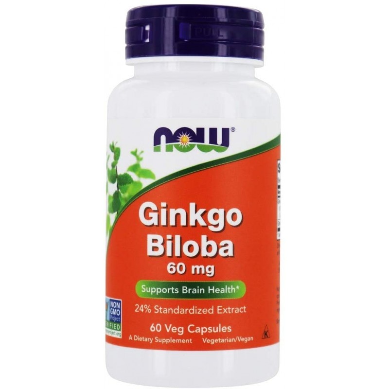 Гинко Билоба (Ginkgo Biloba) 60 мг 60 веге капсули | Now Foods