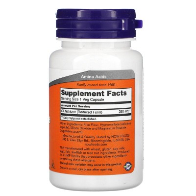 Глутатион (L-Glutathione) 250 мг 60 веге капсули | 60 дни | Now Foods Глутатион (L-Glutathione) 250 мг 60 веге капсули | 60 дни | Now Foods