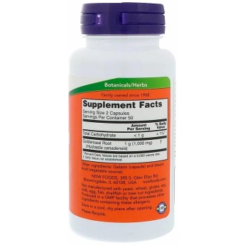 [Goldenseal Root 500 мг 50 веге капсули | Now Foods Помага при инфекции на лигавицата Естествен диуритик Грижи се за здравето на ставите Корен от Хидрастис на капсули е на топ цена от Now Foods Какво