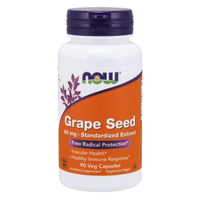 Grape Seed Antioxidant 60 мг 90 веге капсули | Now Foods Мощен антиоксидант Стимулира защитните функции на организма Профилактика срещу рак Оказва подмладяващ ефект Предотвратява сърдечно-съдови забо Grape Seed Antioxidant 60 мг 90 веге капсули | Now Food