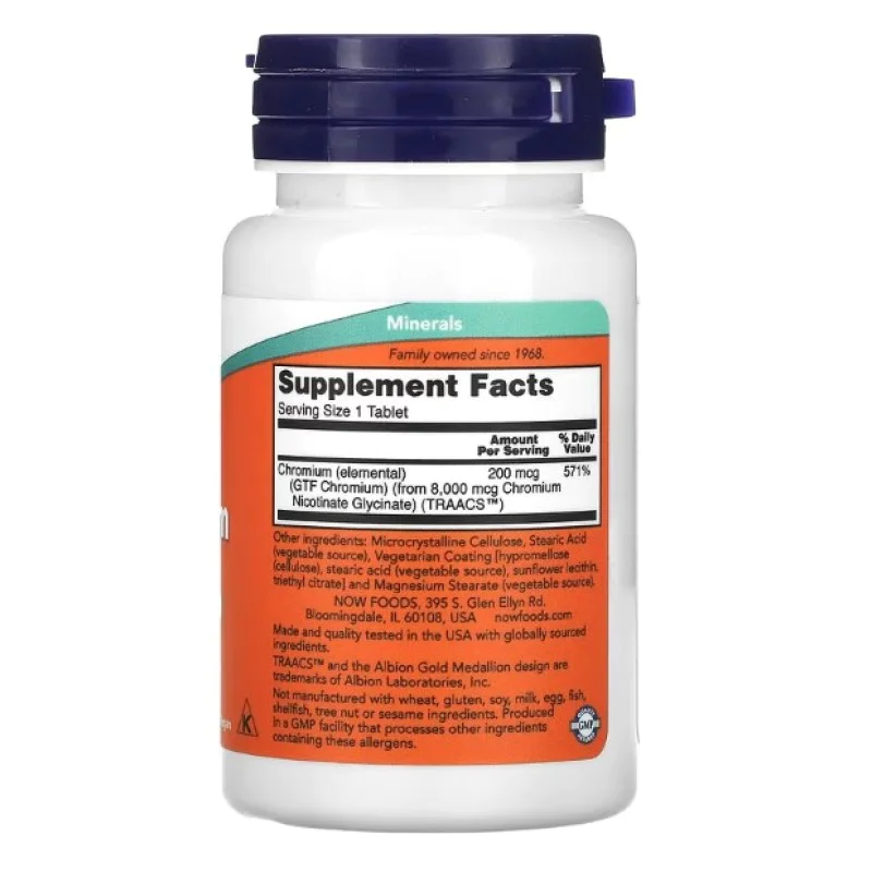 GTF Chromium 200 мкг 100 таблетки | Now Foods GTF Chromium 200 мкг 100 таблетки | Now Foods Потиска апетита и намалява желанието за сладко Намалява количеството на „лошия“ холестерол Хармонизира функциите на сърцето и подобрява състоянието на кр [GTF Chromium 200 мкг 100 таблетки | Now Foods Потиска апетита и намалява желанието за сладко Намалява количеството на „лошия“ холестерол Хармонизира функциите на сърцето и подобрява състоянието на