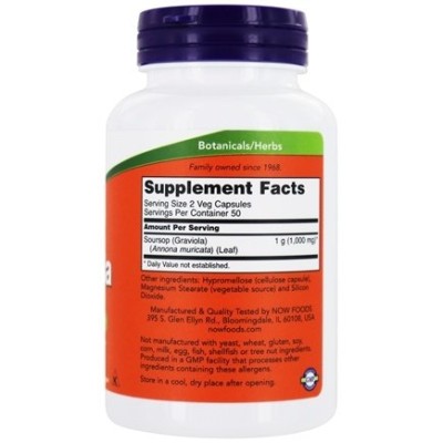 Гравиола (Graviola) 500 мг 100 веге капсули | Now Foods