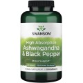 High Absorption Ashwagandha & Black Pepper 120 капсули | Swanson High Absorption Ashwagandha & Black Pepper 120 капсули | SwansonПремахва депресията, тревожните мисли и стреса
Действа отпускащо на тялото
Помага за по-бързо преминаване п [High Absorption Ashwagandha & Black Pepper 120 капсули | Swanson Премахва депресията, тревожните мисли и стреса Действа отпускащо на тялото Помага за по-бързо преминаване през негативните мисли Действа