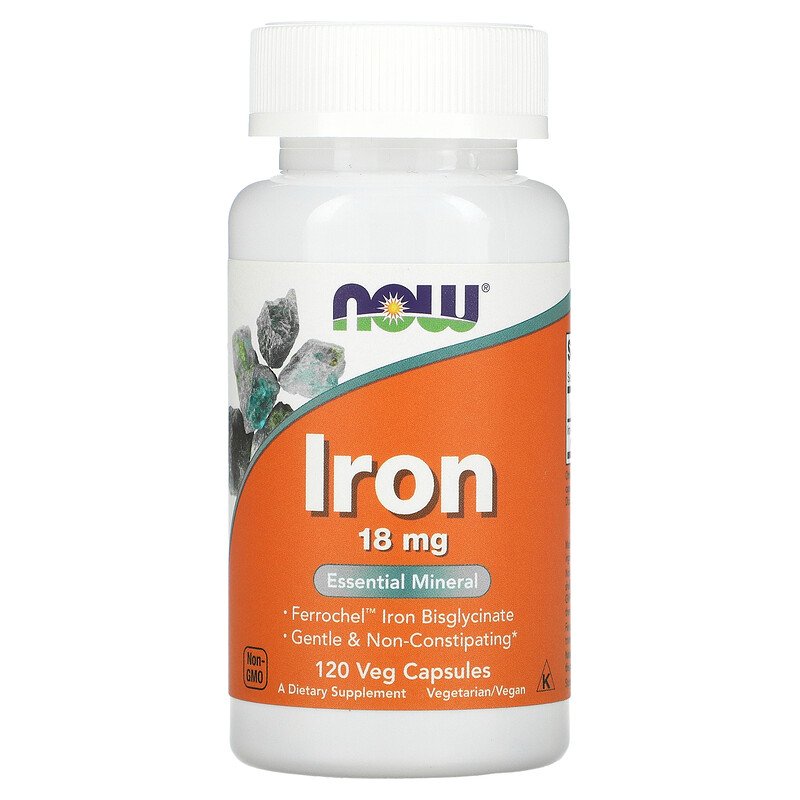 Iron 18 мг 120 веге капсули | Now Foods Спомага за произвеждането на хемоглобин и червени кръвни телца в организма Допринася за преноса на кислород  Подсилва имунната система  Улеснява прави Iron 18 мг 120 веге капсули | Now Foods Спомага за произвежданет