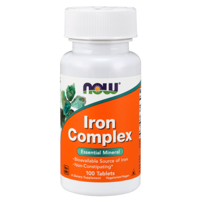 Iron Complex 100 таблетки | Now Foods Ключов минерал за пренасяне на кислород За здрава имунна системa Подобрява жизнените сили на организма Действа успешно срещу безсънието Желязо Комплекс 100 на табле Iron Complex 100 таблетки | Now Foods Ключов минерал