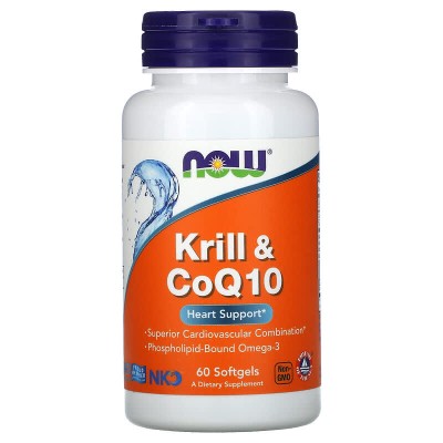 Krill & CoQ10 60 гел-капсули | Now Foods