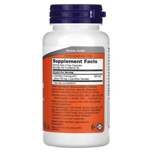 L-Carnitine 250 мг 60 веге капсули | Now Foods