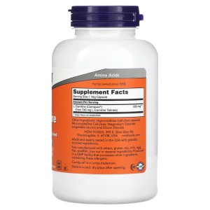 L-Carnitine 500 мг 180 веге капсули | Now Foods