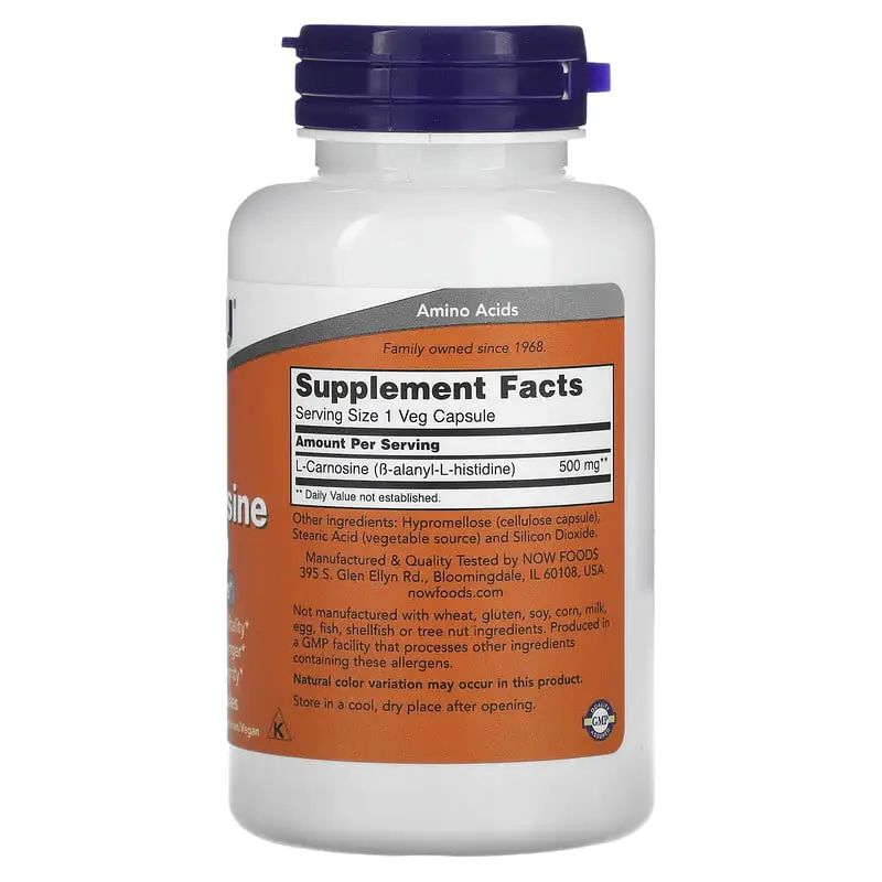 L-Carnosine (Карнозин) 500 мг 100 веге капсули | Now Foods L-Carnosine (Карнозин) 500 мг 100 веге капсули | Now Foods