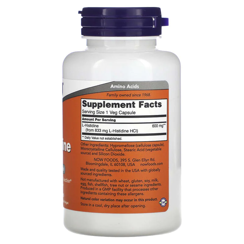 L-Histidine 600 мг 60 веге капсули | Now Foods L-Histidine 600 мг 60 веге капсули | Now Foods