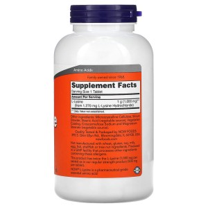 Double Strength L-Lysine 1000 мг 250 таблетки | Now Foods