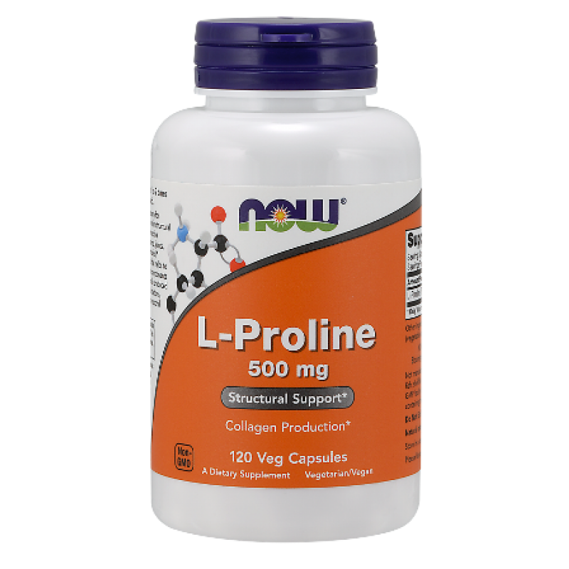 L-Proline 500 мг 120 веге капсули | Now Foods
