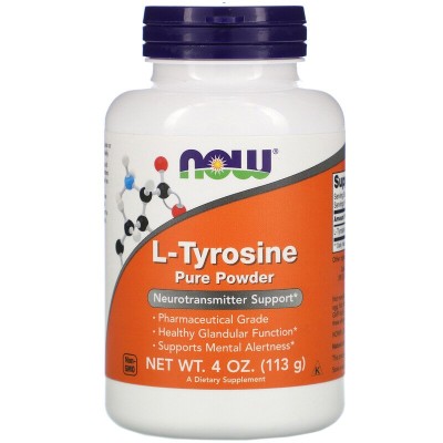 L-Tyrosine Тирозин на прах 113 гр | Now Foods Поддържа умствената дейност Помага при депресия Премахва тревожността Л-Тирозин на прах подобрява настроението Може да повиши броя на белите и червените кръ L-Tyrosine Тирозин на прах 113 гр | Now Foods Поддър