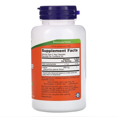 Licorice Root 450 мг 100 вегетариански капсули | Now Foods Мощен антиоксидант Против стомашни разстройства Спомага обмяната на веществата Стимулира имунната защита Влияе благоприятно при ревматизъм Licorice Root 450 мг 100 вегетариански капсули | Now Food