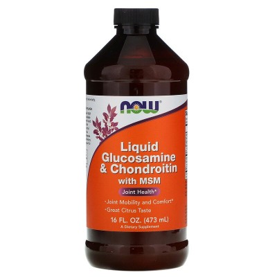 Liquid Glucosamine + Chondroitine 473 мл | Now Foods Способства за регенерация на тъканите Облекчава болката Снема напрежението Намалява отоците Стимулира синтеза на колаген Понижава нивот Liquid Glucosamine + Chondroitine 473 мл | Now Foods Способства за