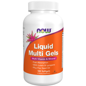 Течни Мултивитамини Liquid Multi Gels 180 дражета | Now Foods