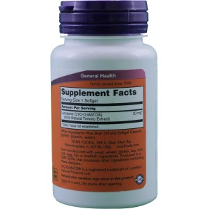 Lycopene 20 мг 50 гел-капсули | Now Foods