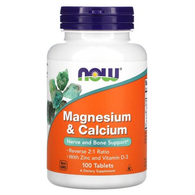 Magnesium & Calcium with & Zinc & Vitamin D3 100 таблетки | Now Foods