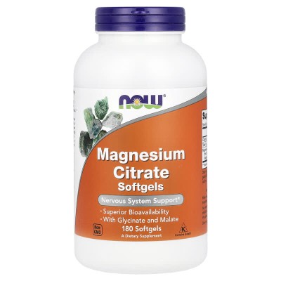 Magnesium Citrate 180 гел-капсули | Now Foods