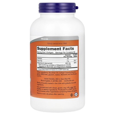 Magnesium Citrate 180 гел-капсули | Now Foods