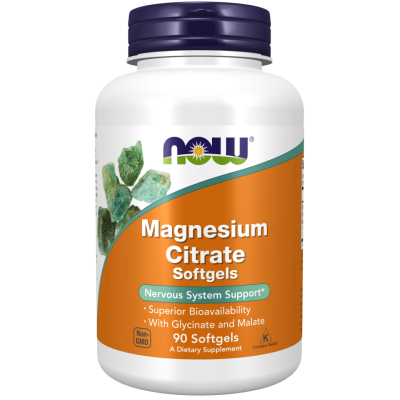 Magnesium Citrate 90 гел-капсули | Now Foods Помага за производството на енергия в клетките Ускорява метаболизма Стимулира работата на мускулите, нервите и кръвоносните съдове Нормализира кръвното налягане Magnesium Citrate 90 гел-капсули | Now Foods Пома