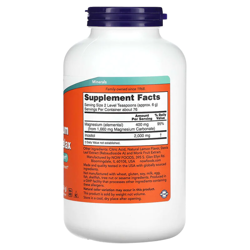 Magnesium Inositol Relax Powder 454 гр | Now Foods Magnesium Inositol Relax Powder 454 гр | Now Foods
