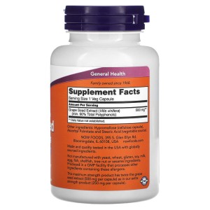 Maximum Strength Grape Seed Extract 500 мг 90 веге капсули | Now Foods
