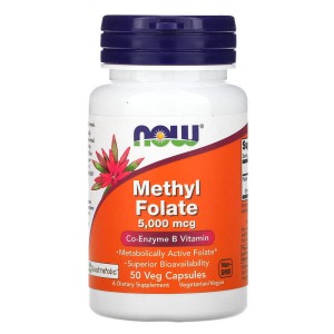 Methyl Folate 5000 мкг 50 веге капсули | Now Foods