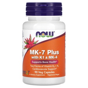 MK-7 Plus with Vitamin K1 & MK-4 90 веге капсули | Now Foods