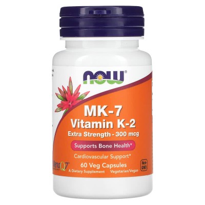MK-7 Vitamin K-2 Extra Strength 300 мкг 60 веге капсули | Now Foods