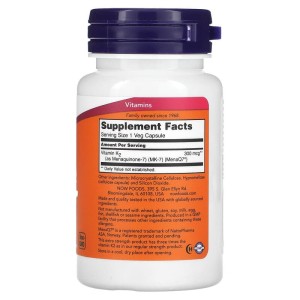 MK-7 Vitamin K-2 Extra Strength 300 мкг 60 веге капсули | Now Foods