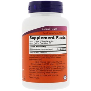 MSM 1000 мг 120 веге капсули | Now Foods