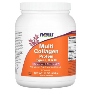 Multi Collagen Protein Types I, II & III Powder 454 гр | Now Foods