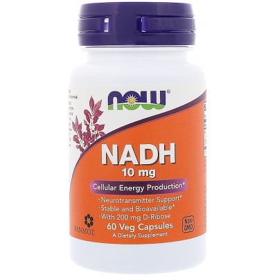 NADH 10 мг + 200 мг Ribose 60 веге капсули | Now Foods Обезпечава енергия Против хронична умора Поддържа умствената активност Стимулира нормалната дейност на имунната система Ускорява метаболизма NADH 10 мг + 200 мг Ribose 60 веге капсули | Now Foods Обез