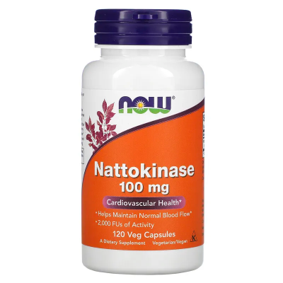 Nattokinase 100 мг 120 вегетариански капсули | Now Foods Разгражда кръвните съсиреци Предотвратява развитие на атеросклероза Разгражда фибрина За по-добро насищане на тъканите с кислород Против обр Nattokinase 100 мг 120 вегетариански капсули | Now Foods 