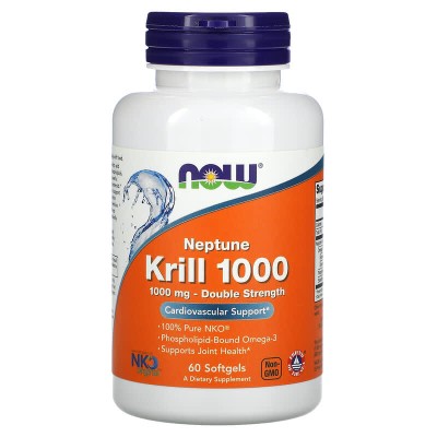 Neptune Krill Oil 1000 мг 60 гел-капсули | Now Foods