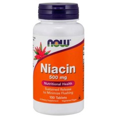 Niacin 500 мг 100/250 таблетки | Now Foods Регулира нивата на холестерола Подобрява психическото благосъстояние Положително влияние върху състоянието на косата и кожата Подпомага детоксикацията Доказани Niacin 500 мг 100/250 таблетки | Now Foods Регулира 