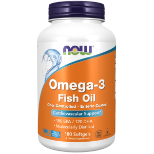 Omega-3 Enteric Coated 180 гел-капсули | Now Foods