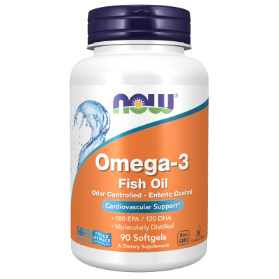 Omega-3 Enteric Coated 90 гел-капсули | Now Foods